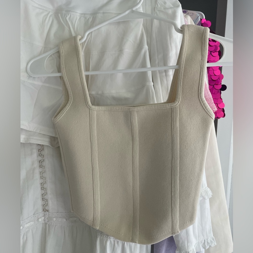 Zara Cream Corset Tank Size Small Never Worn